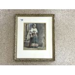 A WATERCOLOUR STUDY OF A SPANISH LADY WITH A BASKET TOMAS MORAGAS Y TORRAS, SIGNED AND DATED 1864,