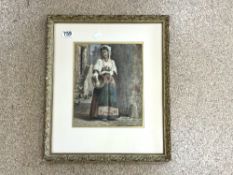 A WATERCOLOUR STUDY OF A SPANISH LADY WITH A BASKET TOMAS MORAGAS Y TORRAS, SIGNED AND DATED 1864,