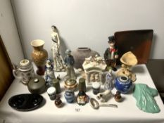 A GUINNESS SALT NAD PEPPER, A WEDGWOOD JASPER WARE TABLE LIGHTER, ROYAL DOULTON FIGURE (A/F), AND