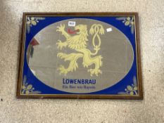 A LOWENBRAU PUB MIRROR, 60 X 44CMS