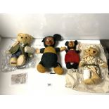 A 'HELP FOR HEROES' SOLDIER BEAR BY MERRYTHOUGHT, ANOTHER 'JOHNNY' THE EVACUEE BEAR' AND TWO