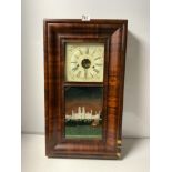 A 19TH-CENTURY MAHOGANY CASED AMERICAN WALL CLOCK WITH WEIGHT-DRIVEN MOVEMENT BY J. C. BROWN