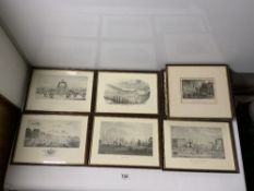 NINE BLACK AND WHITE FRAMED PRINTS - VIEWS OF VICTORIAN BRIGHTON 29 X 20 AND A PRINT OF EDINBURGH