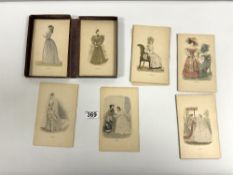 A COLLECTION OF COLOURED FASHION PRINTS OF LADIE'S FROM THE 18TH CENTURY AND 19TH CENTURY PERIODS