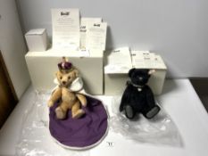 A STEIFF QUEEN ELIZABETH II CORONATION TEDDY BEAR NO 546 OF 19953 AND A BLACK STEIFF KRYSTINA THE