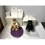 A STEIFF QUEEN ELIZABETH II CORONATION TEDDY BEAR NO 546 OF 19953 AND A BLACK STEIFF KRYSTINA THE