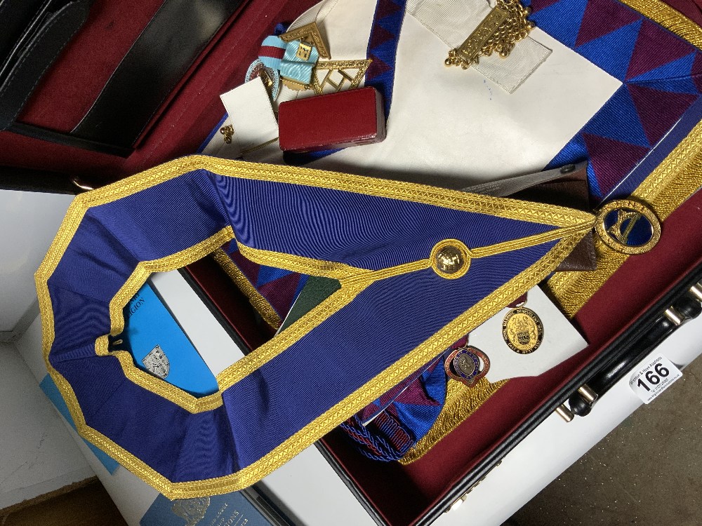 MASONIC APRON AND REGALIA, ALSO SOME MASONIC MEDALS (NONE GOLD OR SILVER) IN A BRIEFCASE - Image 3 of 14