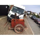 A VINTAGE 1920S SWEDISH HAND DRAWN FIRE PUMP IN RED WITH GILT DECORATION MADE BY - AIFA-EXPRESS