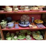 A QUANTITY OF GRIMWADES LUSTRE WARE JUGS, BYZANTO WARE EGG HOLDER AND OTHER LUSTRE WARES