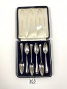 A SET OF SIX HALLMARKED SILVER GRAPEFRUIT SPOONS FOR LONDON 1927, BY JOSIAH WILLIAMS AD CO - DAVID
