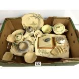 A QUANTITY OF MIXED CERAMICS - INCLUDES A ROYAL WINTON CHEESE DISH, BREAKFAST ETC