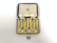 SET OF SIX HALLMARKED SILVER COFFEE SPOONS BY MAPPIN AND WEBB CASED