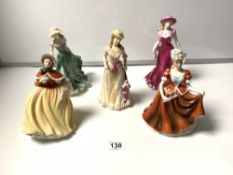 A ROYAL DOULTON FIGURE - SPRING HN5321, AUTUMN HN5323, BEST WISHES HN3971 AND TWO OTHER FIGURES