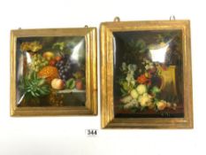 TWO STILL LIFE STUDIES OF FRUIT ON LACQUERED WOOD PANELS