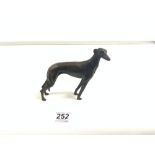 A BRONZE FIGURE OF A GREYHOUND, 15 X 15CMS