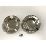 PAIR OF WALKER AND HALL HALLMARKED SILVER ASHTRAYS, 13.5CMS, 211 GRAMS