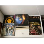 A QUANTITY OF 33RPM RECORDS, INCLUDES SOFT CELL, A FLOCK OF SEAGULLS, HUMAN LEAGUE AND MORE