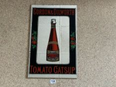 GORDON AND DILWORTH - TOMATO CATS UP ADVERTISING MIRROR - UNFRAMED, 36 X 56CMS