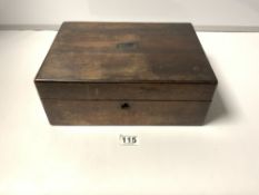 A VICTORIAN ROSEWOOD SEWING BOX (A/F)