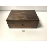 A VICTORIAN ROSEWOOD SEWING BOX (A/F)