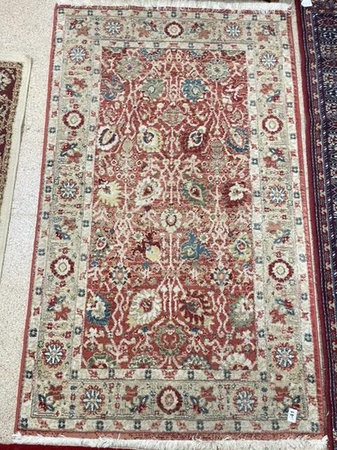 A PERSIAN RED GROUND PATTERNED CARPET, 250 X 328CMS, AND A BROWN PERSIAN PATTERN RUG - Image 3 of 6
