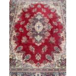 A RED GROUND BAKHARA RUG, 90 X 180CMS, AND A WOOLLEN EASTERN RUG, 98 X 160CMS