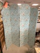 A FOUR FOLD 1950S DRESSING SCREEN WITH FLORAL DECORATION