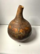 AFRICAN CARVED GOURD KENYAN TRIBAL ART WATER CONTAINER
