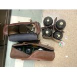 TWO SETS OF BOWLING BALLS AND JACK IN CASES