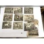 A QUANTITY OF ANTIQUE LOOSE ENGRAVINGS MOSTLY BLACK AND WHITE OF FIGURES ON HORSEBACK