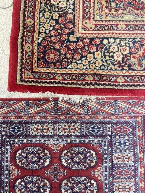 A RED GROUND BAKHARA RUG, 90 X 180CMS, AND A WOOLLEN EASTERN RUG, 98 X 160CMS - Image 2 of 6