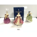 THREE ROYAL DOULTON FIGURES - ADRIENNE HN3152, BUTTERCUP HN 2309, SOUTHERN BELLE MODELLED BY PEGGY