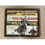 SMALL FRAMED LOBBY FILM POSTER - 'THE WILD ONE' WITH MARLON BRANDO, 34 X 26CMS