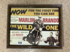 SMALL FRAMED LOBBY FILM POSTER - 'THE WILD ONE' WITH MARLON BRANDO, 34 X 26CMS