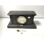 A VICTORIAN BLACK SLATE MANTLE CLOCK