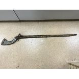 ANTIQUE AFGHAN FLINTLOCK RIFLE, DECORATED WITH MOTHER O PEARL INLAY