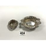 HALLMARKED SILVER EMBOSSED DISH 1897 BY WILLIAM NEALE 12CM WITHA SMALL EMBOSSED PIN DISH CHESTER