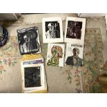 A QUANTITY OF UNFRAMED DRAWINGS AND PRINTS OF DARK STUDIES