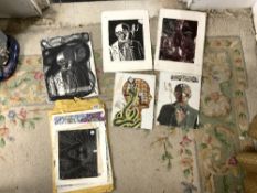 A QUANTITY OF UNFRAMED DRAWINGS AND PRINTS OF DARK STUDIES