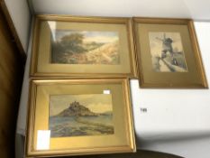THREE FRAMED COUNTRY SCENE PRINTS, THE LARGEST 31 X 18CMS