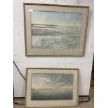 TWO WATERCOLOURS OF COSTAL SCENES, SIGNED KEEL DUFFY, 74 X 52CMS