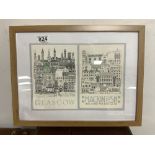 A FRAMED PRINT - CHARLES RENNIE MACKINTOSH - GLASGOW, 30 X 20CMS