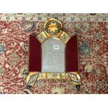 A 20TH CENTURY DECORATIVE EASTERN TWO DOOR ENCLOSED MIRROR, 38 X 46CMS
