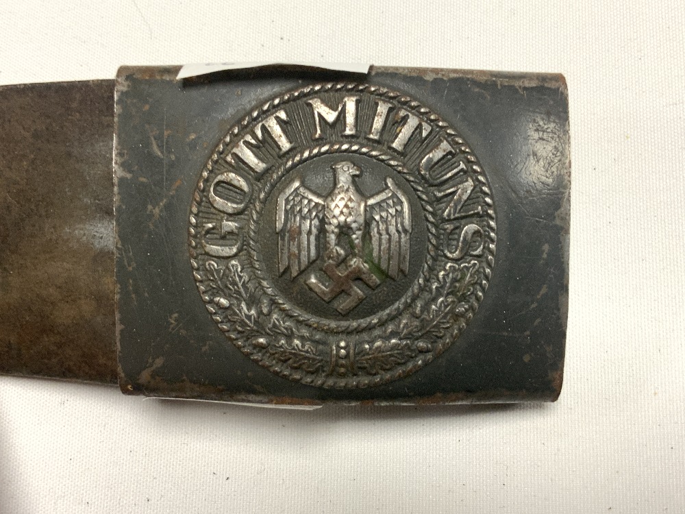 GERMAN LEATHER MILITARY BELT WITH BUCKLE - Image 2 of 4