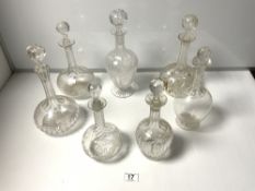 SEVEN VICTORIAN CUT GLASS SHERRY DECANTERS