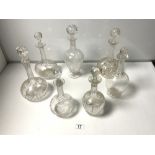 SEVEN VICTORIAN CUT GLASS SHERRY DECANTERS