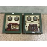 A PAIR OF DIORAMA MODELS OF A SALOON BAR AND A FLORAL SHOP IN GLAZED FRAMES, 30 X 35CMS