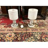 A PAIR OF RECONSTITUTED MARBLE TABLE LAMPS