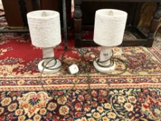 A PAIR OF RECONSTITUTED MARBLE TABLE LAMPS