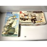 AIRFIX MODEL OF HMS VICTORY IN A BOX AND AN AMT BOXED KIT MODEL OF HEAVY DUTY TOW TRUCK